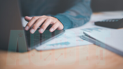 Office worker inspect with documents , pre-approval quality assessment ,business accounting...