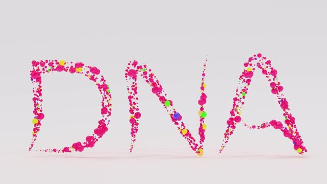 DNA word tag english text. Letter font DNA on white background and alpha channel. 3D Render.
