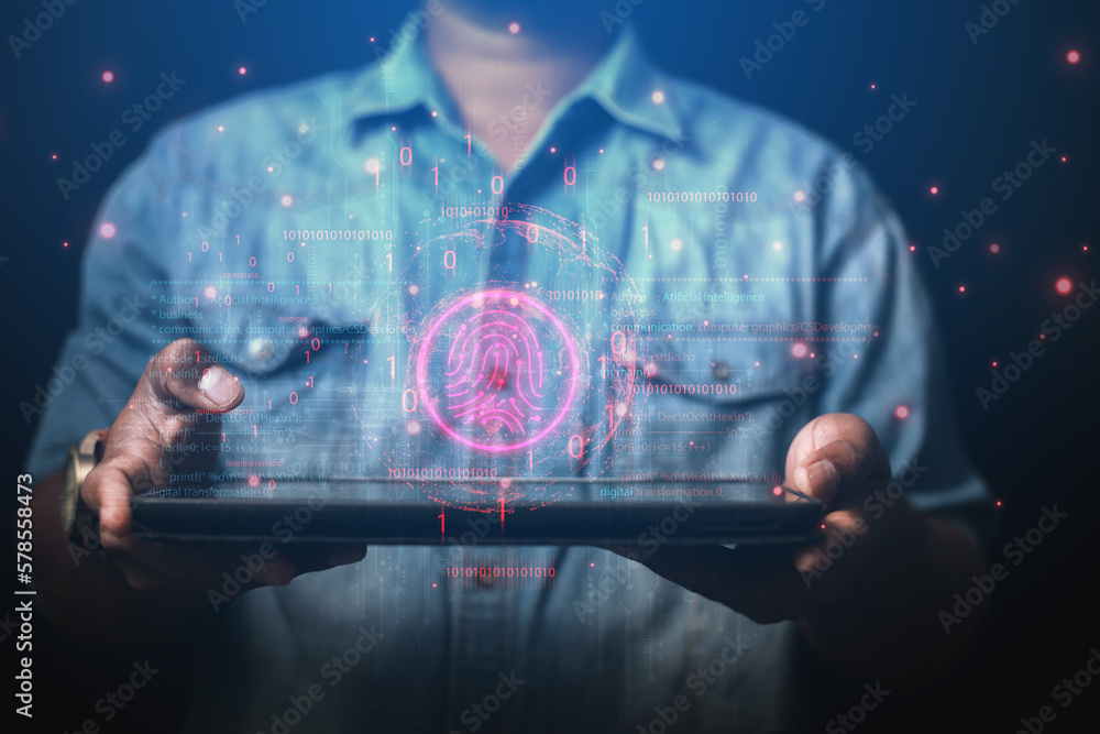 Poster high technology security protection concept. two-step verification, login, encrypted account identit