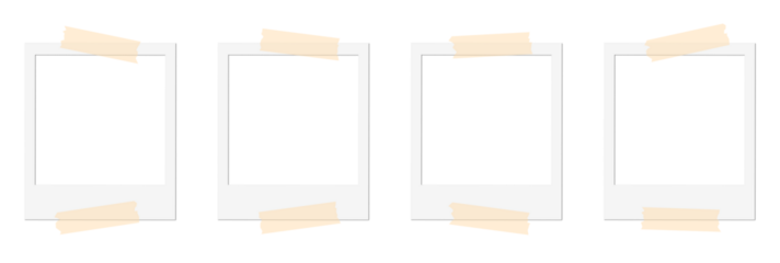 Isolated Blank White Polaroid Frames with Tape
