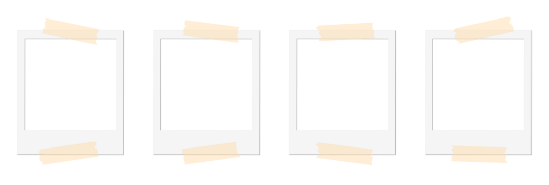 Isolated Blank White Polaroid Frames with Tape