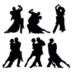 Tango dancers silhouette, stencil templates for design, greeting cards, logo - 578559025