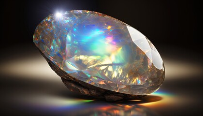 Opal, close up raw material mineral gemstone, idea for gemology and spiritual theme concept, Generative Ai