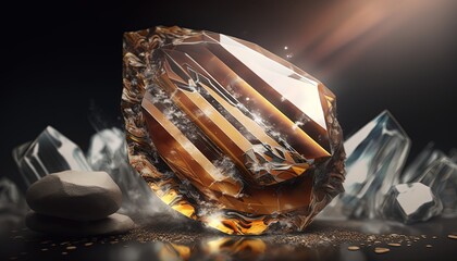 Quartz Tigers Eye,  close up raw material mineral gemstone, idea for gemology and spiritual theme concept, Generative Ai