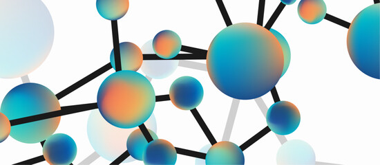 Line points connections geometric landing page background. Fluid circles and spheres with liquid gradients. Vector Illustration For Wallpaper, Banner, Background, Card, Book Illustration, landing page