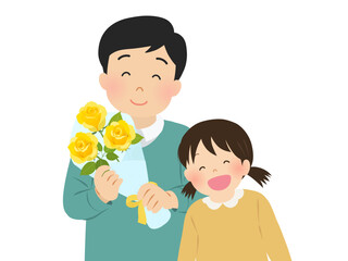 父の日の親子イメージ_お父さんと女の子_ベクターイラスト