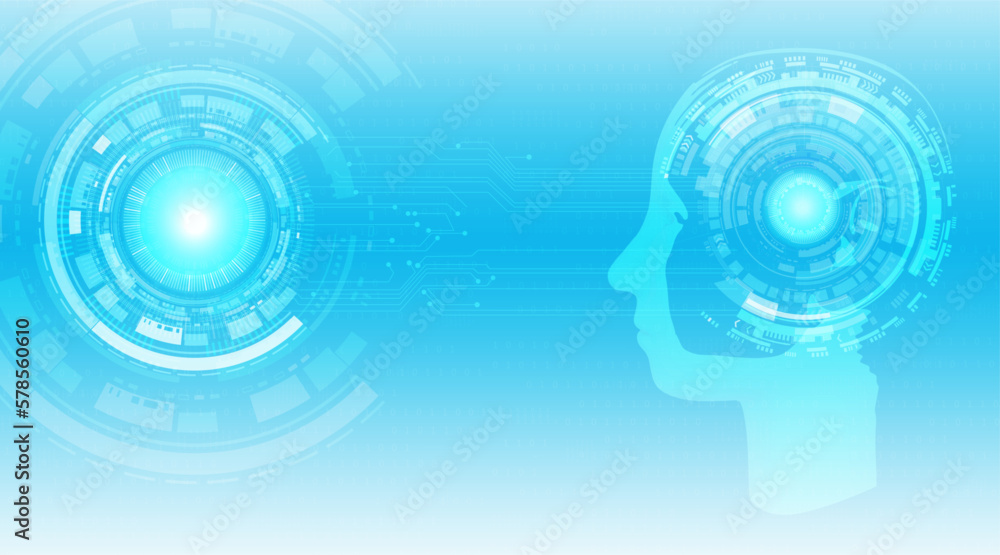 Poster Composition of AI binary coding processing over blue background. online cyber security concept.Vector illustration