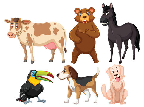 Set of cute animals cartoon character