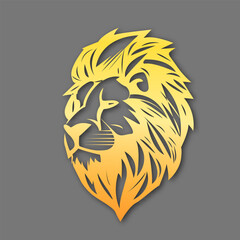 A paper cut of a lion head with yellow and orange colors. © YG23