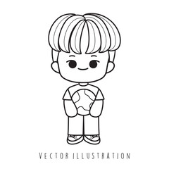 boy love earth concept