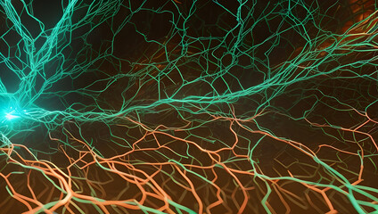Abstract Neural Filaments Fibers Bundle Lines Background Wallpaper Overlay Screen Generative AI illustration
