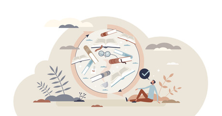 Book swap, literature change or textbook exchange process tiny person concept, transparent background.Learning and study using library collection and reuse again illustration.