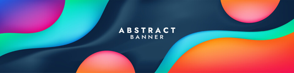 Abstract Colorful Gradient orange purple blue Liquid Banner Template. Modern background design. Dynamic Waves. Fluid shapes composition. Fit for banners, wallpapers,