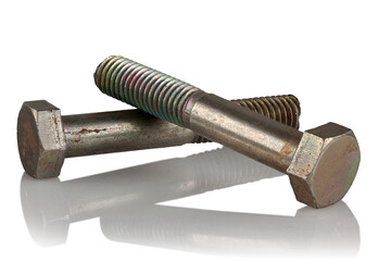 steel bolts on a white background