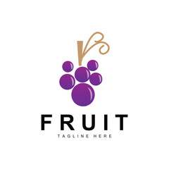 Grape Logo, Farm Fruit Vector, Fresh Purple Fruit Design, Grape Product Icon, Fruit Shop