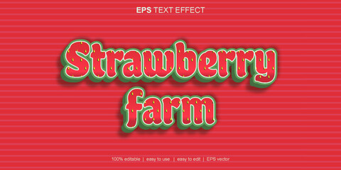 strawberry farm text effect, easy to use, vector text effect