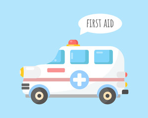 Ambulance car in flat style. Medical vehicle. Emergency Ambulance, vector illustration.