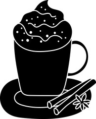 Cinnamon coffee illustration, icon, element for decoration. 