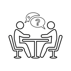 Interview icon. Line, outline design.