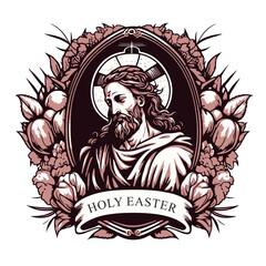 vector drawing for holy easter. Jesus in a frame for holy easter