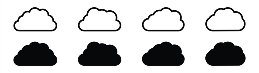 cloud icon set. weather and cumulus icon sign symbol collections on transparent background, vector illustration