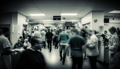 Hospital, Emergency, The chaos of medical professionals and patients in distress creates a tense and urgent atmosphere Generative AI