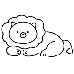 シンプルでかわいいライオン　イラスト素材　絵本風