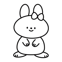 絵本風　シンプルでかわいいウサギのイラスト素材　線画