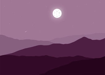 Naklejka na ściany i meble night mountains landscape vector design illustration