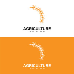 Rice Logo, Agriculture Design, Vector Wheat Rice Icon Template Illustration