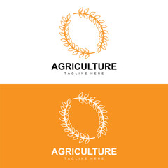 Fototapeta premium Rice Logo, Agriculture Design, Vector Wheat Rice Icon Template Illustration