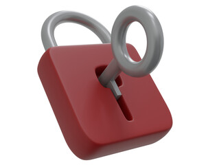 3D rendering red padlock isolated