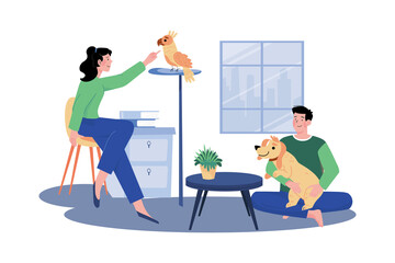 People spending time with pet