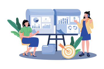 Businesswoman comparing AB testing results