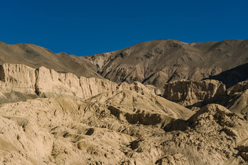 Moon valley or Moonland mountain near Lamayuru village in Ladakh in north India