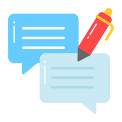 Chat bubbles with pencils, vector of customer suggestions