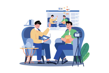 Male Social Media Influencer doing a live stream