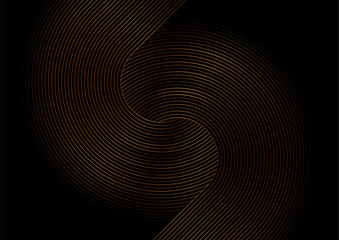 Deluxe golden minimal round lines abstract futuristic tech background. Vector digital art design