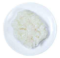 Sticky rice in white plate isolated