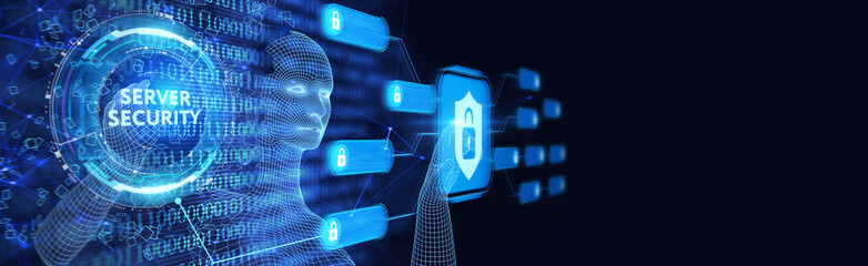 Cyber security data protection business technology privacy concept. Server security. 3d illustration