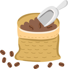 Coffee beans Sack flat Illustration. coffee