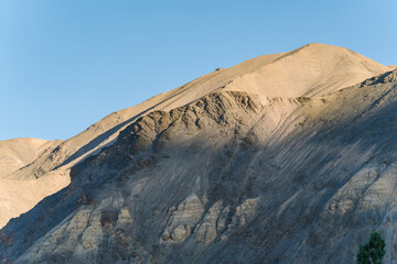 steep cliffs and blue sky, beautiful scenery at Ladakh, India