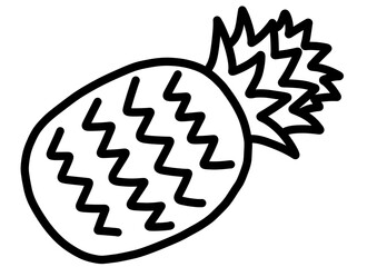 パイナップルの手書きイラスト　モノクロ