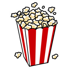 Popcorn Box Red White Strip Cinema Snack Drawing Illustration