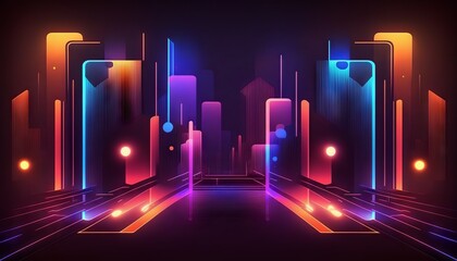 Futuristic background with colorful glowing abstract neon lights. Generative ai