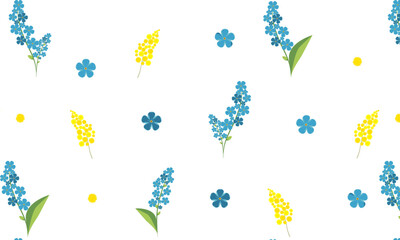 Seamless Pattern with Flowers Illustration Hand Drawn, Forget-me-not, Flat Design Transparent, Vector