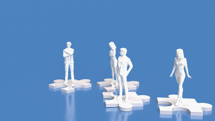 The people on jigsaw puzzle for business Team concept 3d rendering