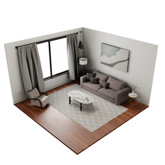 Cozy Living room. Home interior. 3D illustration.	