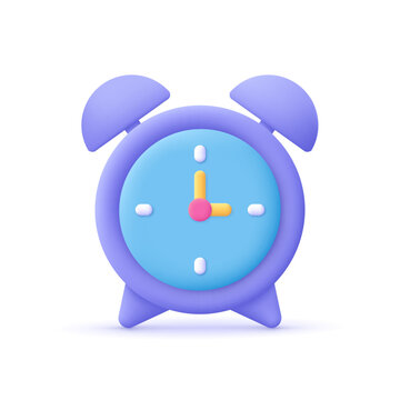 Alarm clock. Time-keeping , measurement of time, time management and deadline concept. 3d vector icon. Cartoon minimal style.