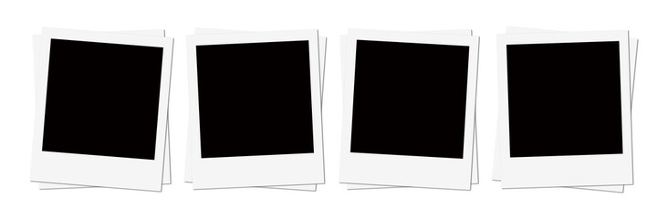 Isolated White Polaroid Photo Frame Stack